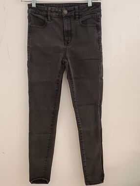 American Eagle Outfitters Washed Black High-Rise Skinny Jeans